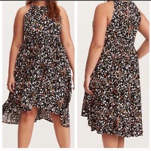 Torrid Black Floral Halter Dress